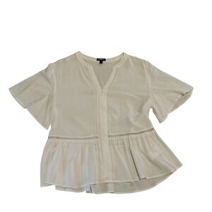 Express M Peplum Top Flutter Sleeves Cottagecore Cutout Detail Romantic Boho